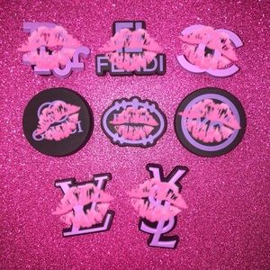 8Pc Purple Logo Croc Charms Set